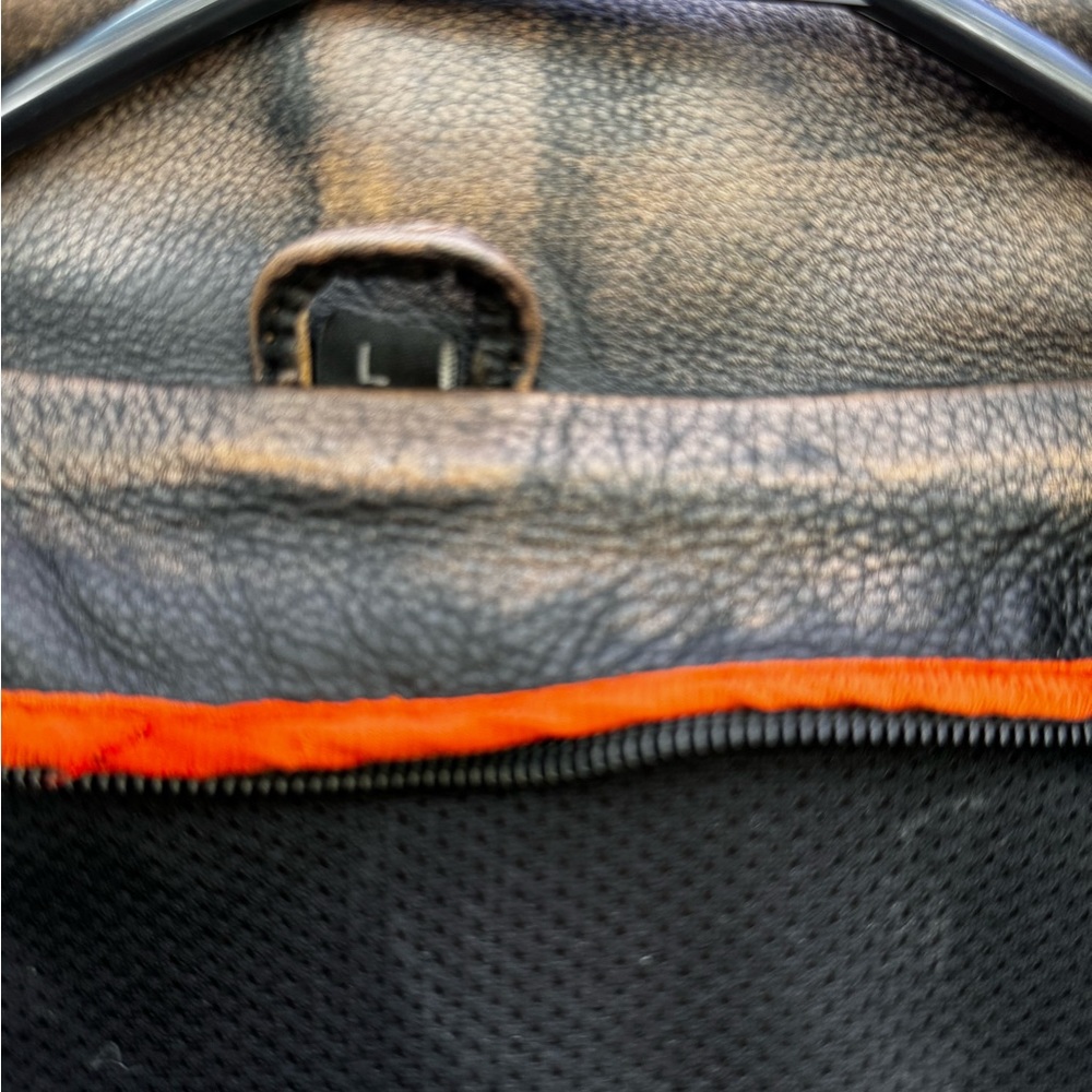 Brown Leather Motorcycle Riding Jacket - Picture 10 of 15